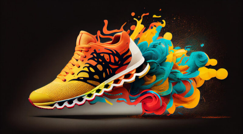 sports shoe competition abstract multi color background generated by ai